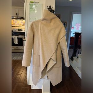BCBG Wool Elegant Cream Women's PeaCoat - Size Small